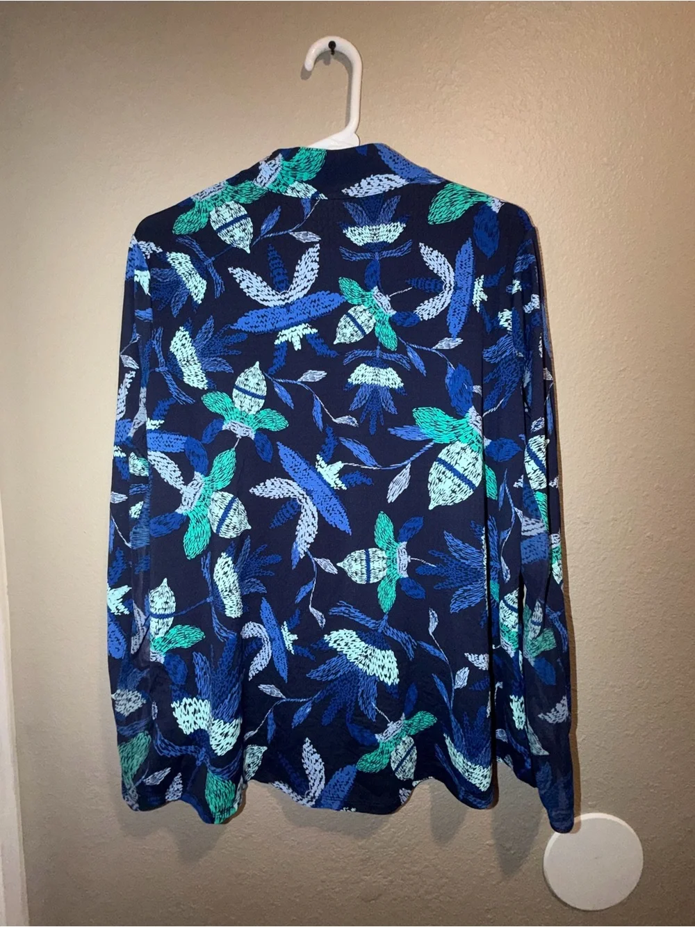 Tribal Sport UPF 50+ Floral Quarter Zip Performance Top Navy Blue XL